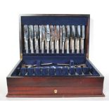 A silver plated six person service canteen of cutlery by Harrods, each piece marked for Harrods