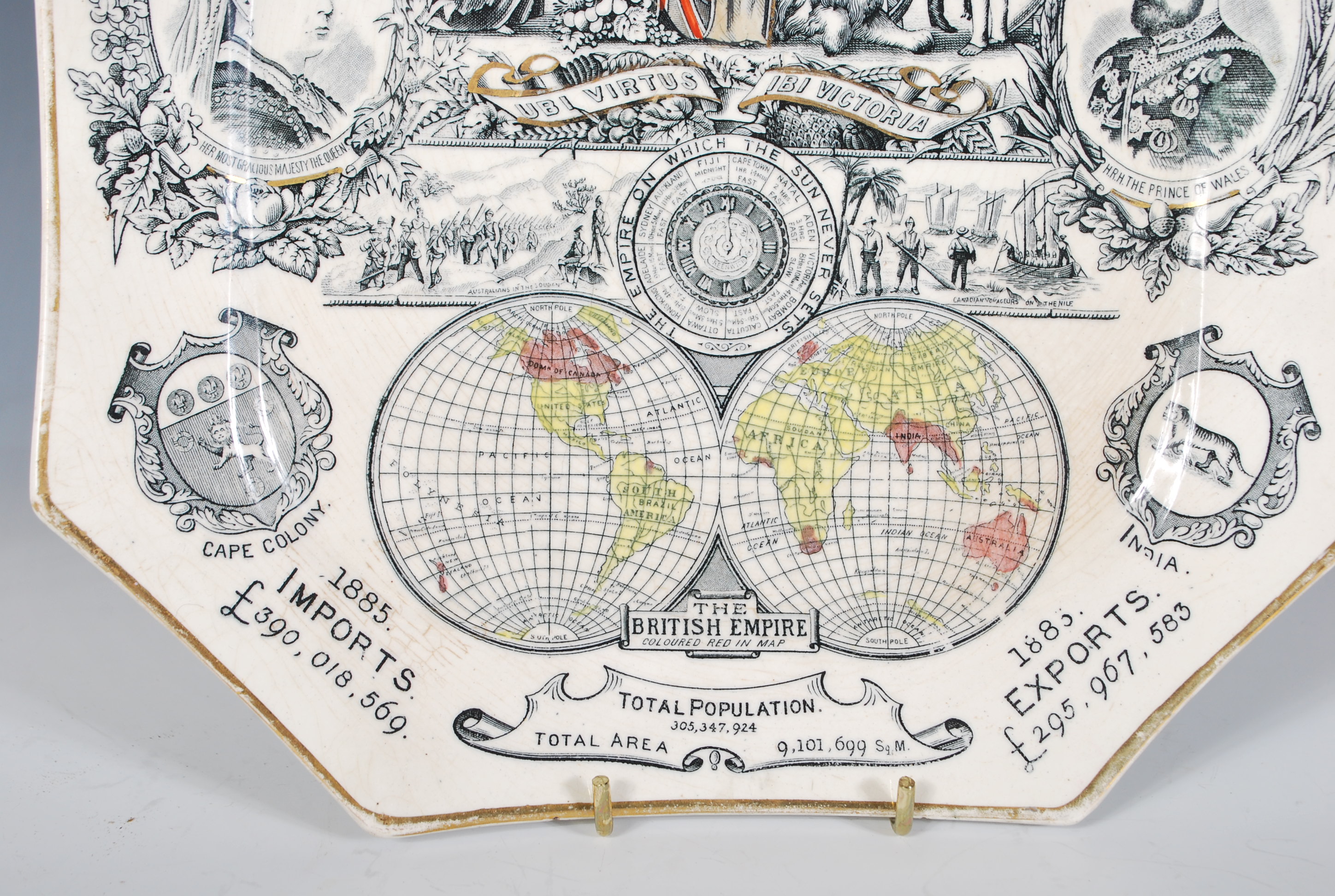 Commemorative Plate. Victoria, Queen & Empress, Jubilee year, 1887, octagonal polychrome plate - Image 4 of 8