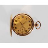 A vintage Art Deco R W gold plated full hunter pocket watch having, the case having engraved