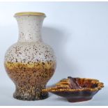 A vintage retro 20th Century West German floor standing bulbous vase / stick stand, having a mottled