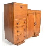 A 1930's Art Deco oak sideboard / chest of drawers combination. The sideboard with bank of drawers