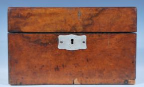 A 19th Century Victorian ladies walnut veneered travelling vanity case having a brass cartouche to