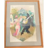 Olga Lehmann (1912-2001)- A framed and glazed watercolour / gouache entitled 'Scaramouche' depicting