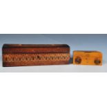 A 19th Century Victorian burr walnut trinket / glove box of rectangular form having tunbridge ware