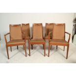 A set of six retro 20th Century G-Plan Fresco range teak framed dining chairs having shaped