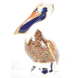 A Royal Crown Derby large Brown Pelican paperweight with gold stamp to base, approx 13cm high, in