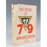 A book entitled 'The Story of 79th Armoured Division' printed in Hamburg. Small declaration at the