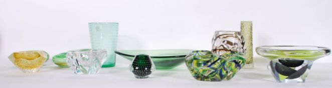 A selection of 20th Century vintage retro studio art glass to include a control bubble bucket