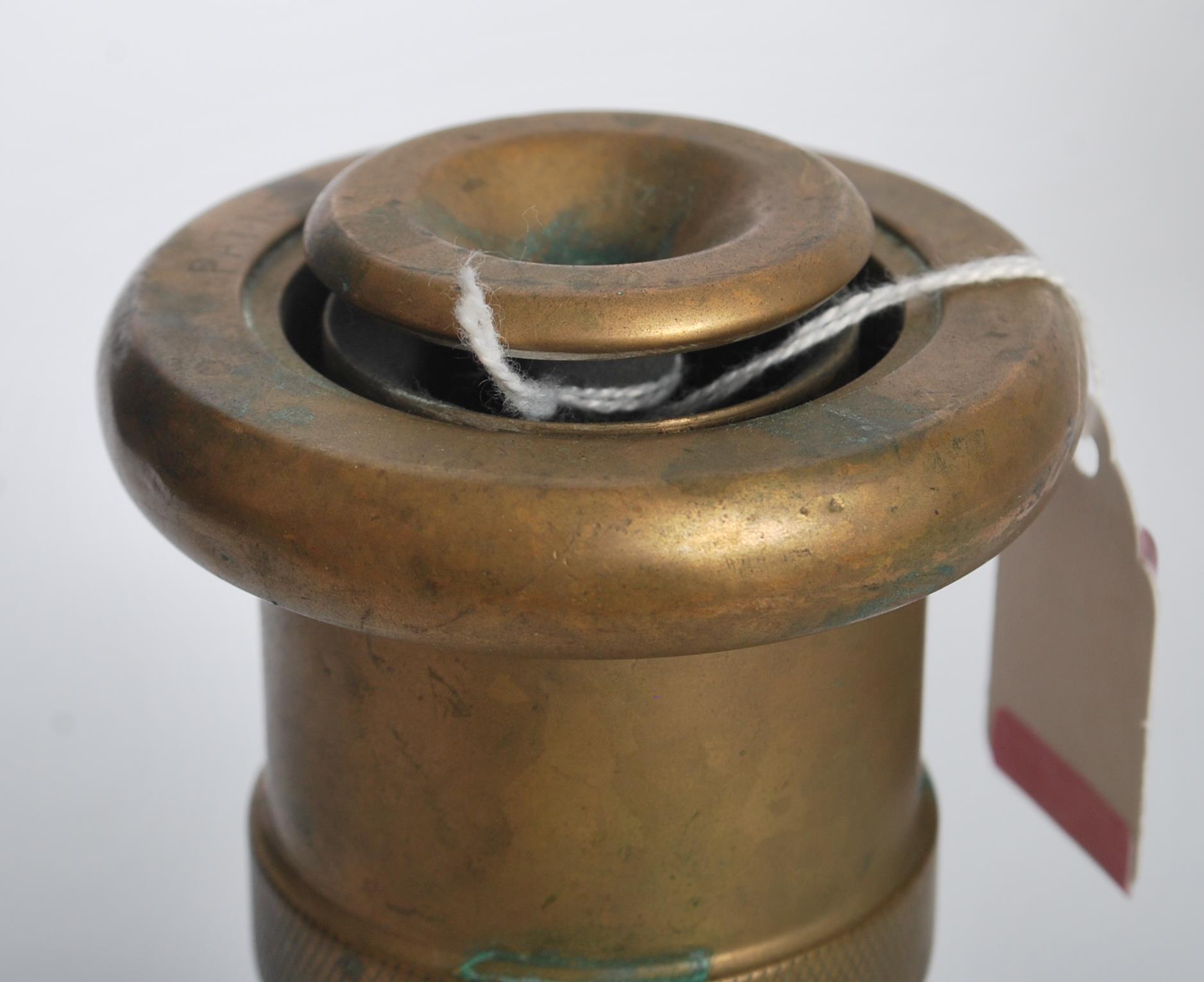 A vintage 20th Century brass / bronze train steam whistle of cylindrical form together with a - Image 4 of 6