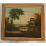 An 18th / 19th Century West Country oil on canvas painting of a classical temple set in river with