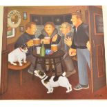 A limited edition Beryl Cook signed print entitled ' In The Snug '. The print bearing a blind