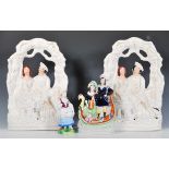 A group of three 19th Century Victorian Staffordshire figures to include a pair of wedding /