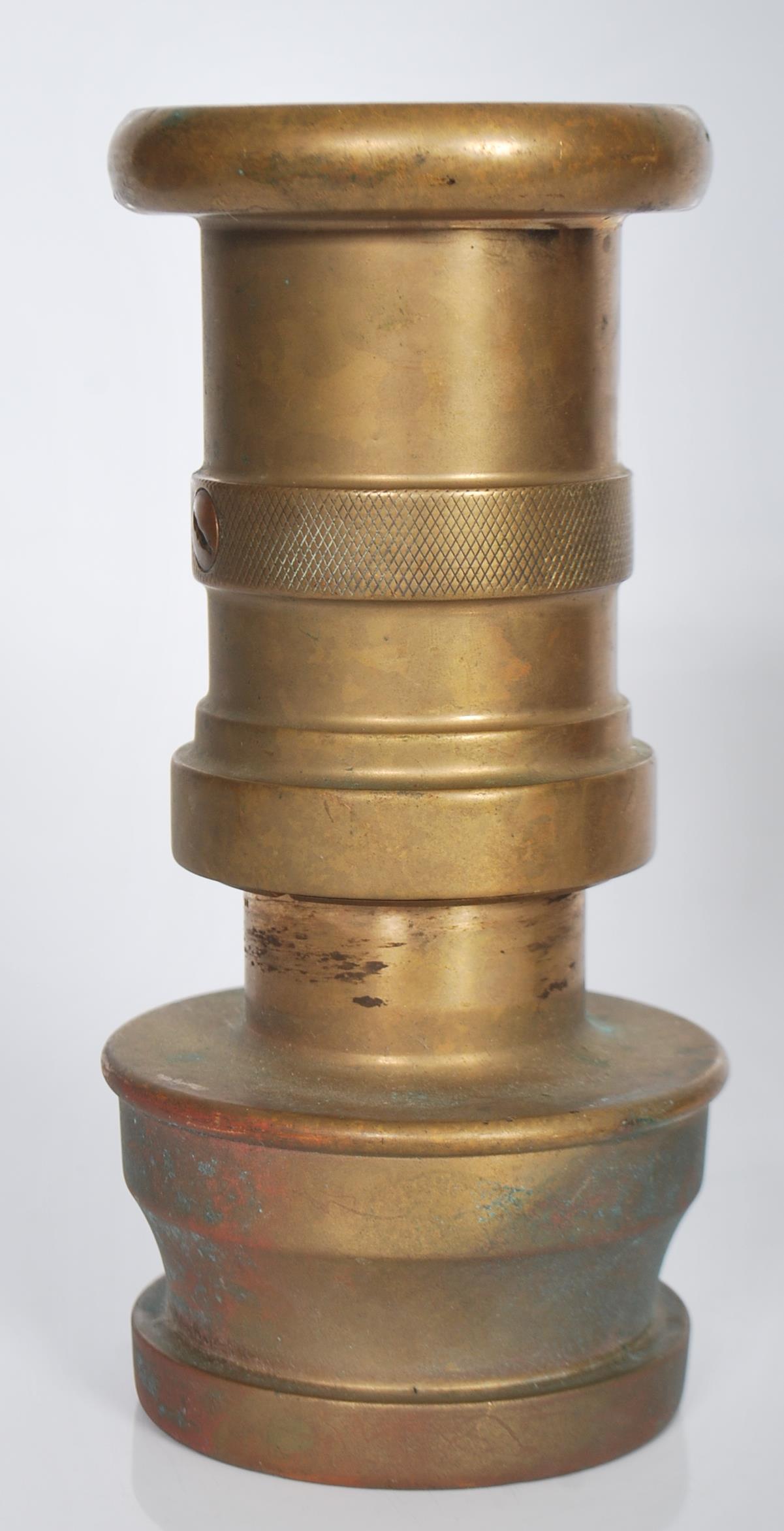 A vintage 20th Century brass / bronze train steam whistle of cylindrical form together with a - Image 2 of 6