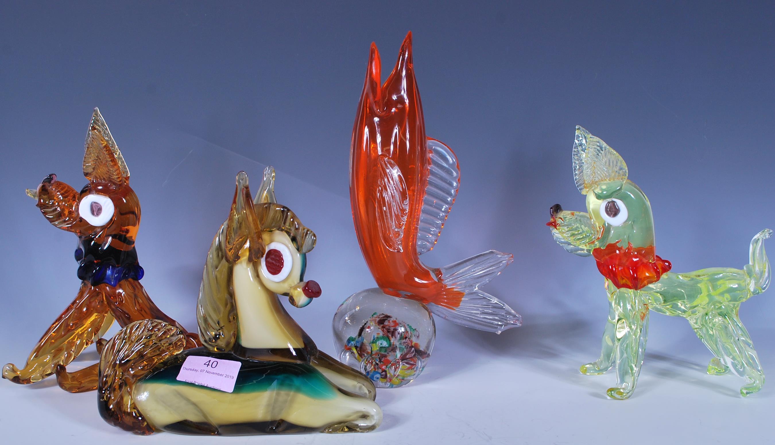 A collection of vintage retro 20th Century studio glass figurines by Murano modelled as animals to - Image 3 of 7