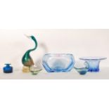 A collection of vintage 20th Century studio art glass to include an ovular glass vase in the