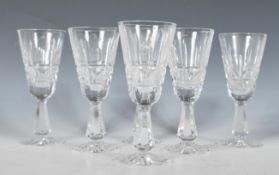A set of six Waterford Crystal sherry / port / cordial glasses in the Kylemore pattern raised on