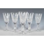 A set of six Waterford Crystal sherry / port / cordial glasses in the Kylemore pattern raised on