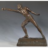 After R Kuchler - A 20th Century faux bronze cast resin figurine depicting a male figure fencing