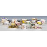 A good collection of tea cups and saucers / cabinet display cups dating from the 19th Century. To