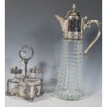 RAF interest- A Walker and Hall silver plate cruet set having an RAF insignia to the front, raised