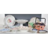 A selection mixed ceramics dating from the 18th Century to include a Newhall plate with floral and