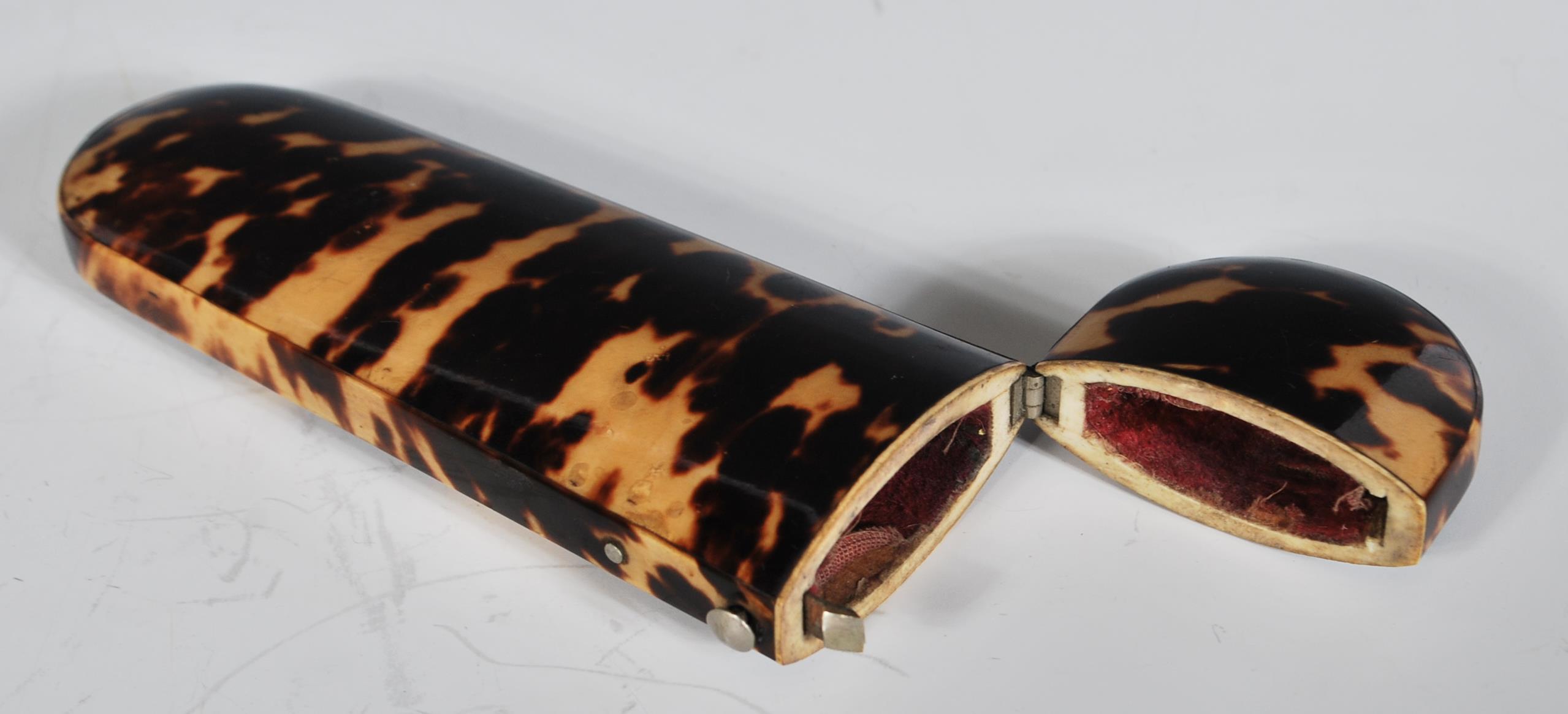 A 19th Century Victorian tortoiseshell glasses case of tapering rectangular form having domed - Image 3 of 4