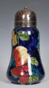 An early 20th Century Art Deco hand painted Hancocks and Sons Titian Ware sugar shaker, grape and