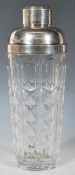 Val St Lambert Belgium- A mid 20th Century cut crystal glass cocktail shaker of tapering form having