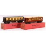 TWO VINTAGE HORNBY SERIES 0 GAUGE BOXED CARRIAGES