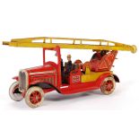 RARE TIPP & COMPANY / TIPPCO EARLY TINPLATE CLOCKWORK FIRE ENGINE