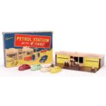 RARE VINTAGE KLEEWARE ' PETROL STATION WITH 4 CARS