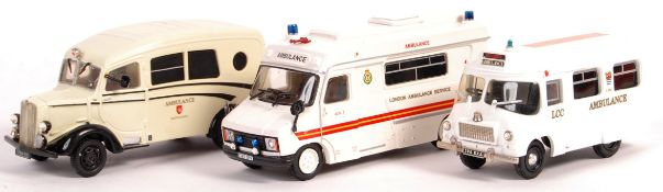 COLLECTION OF WHITE METAL DIECAST MODEL AMBULANCES