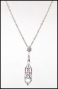 An Art Deco style silver pierced pendant necklace