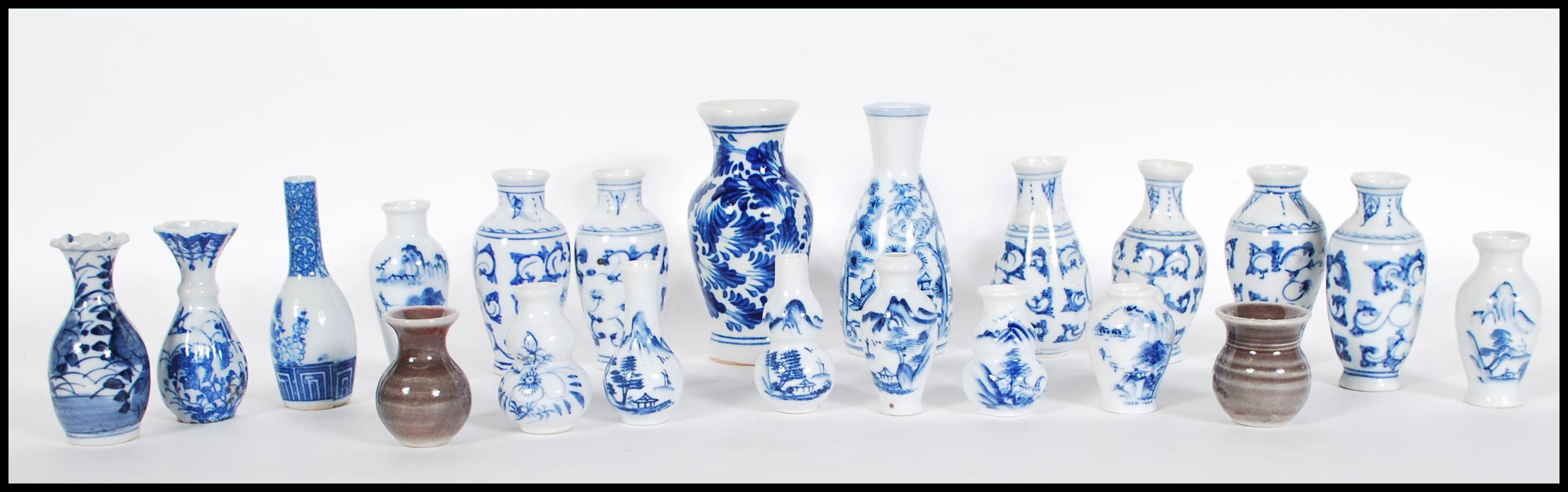 A group of 20th Century blue and white miniature o
