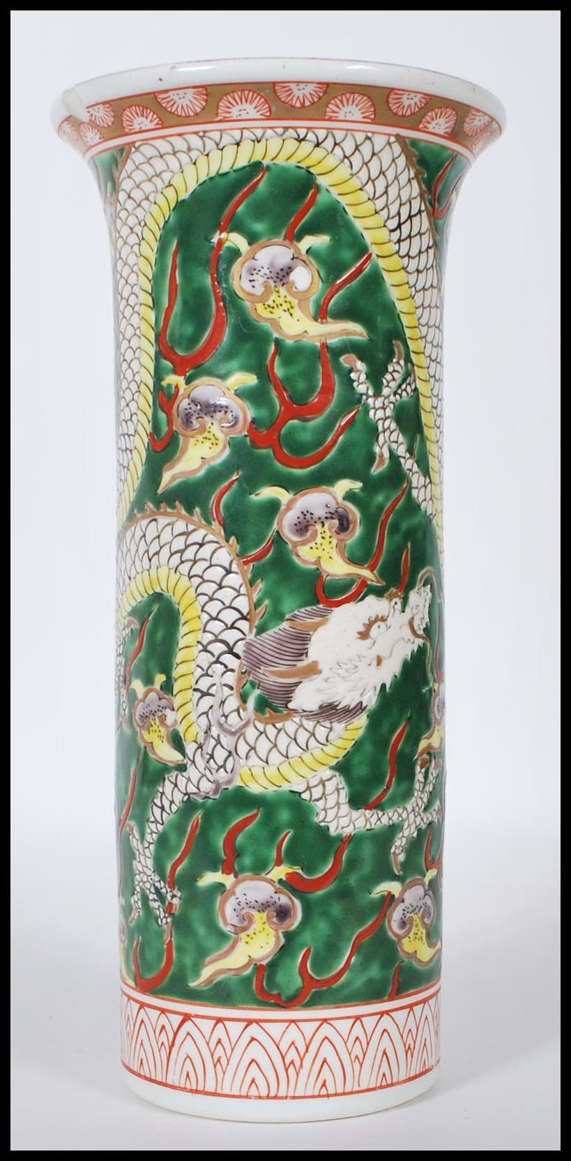 A 20th Century Chinese famille verte vase of flare