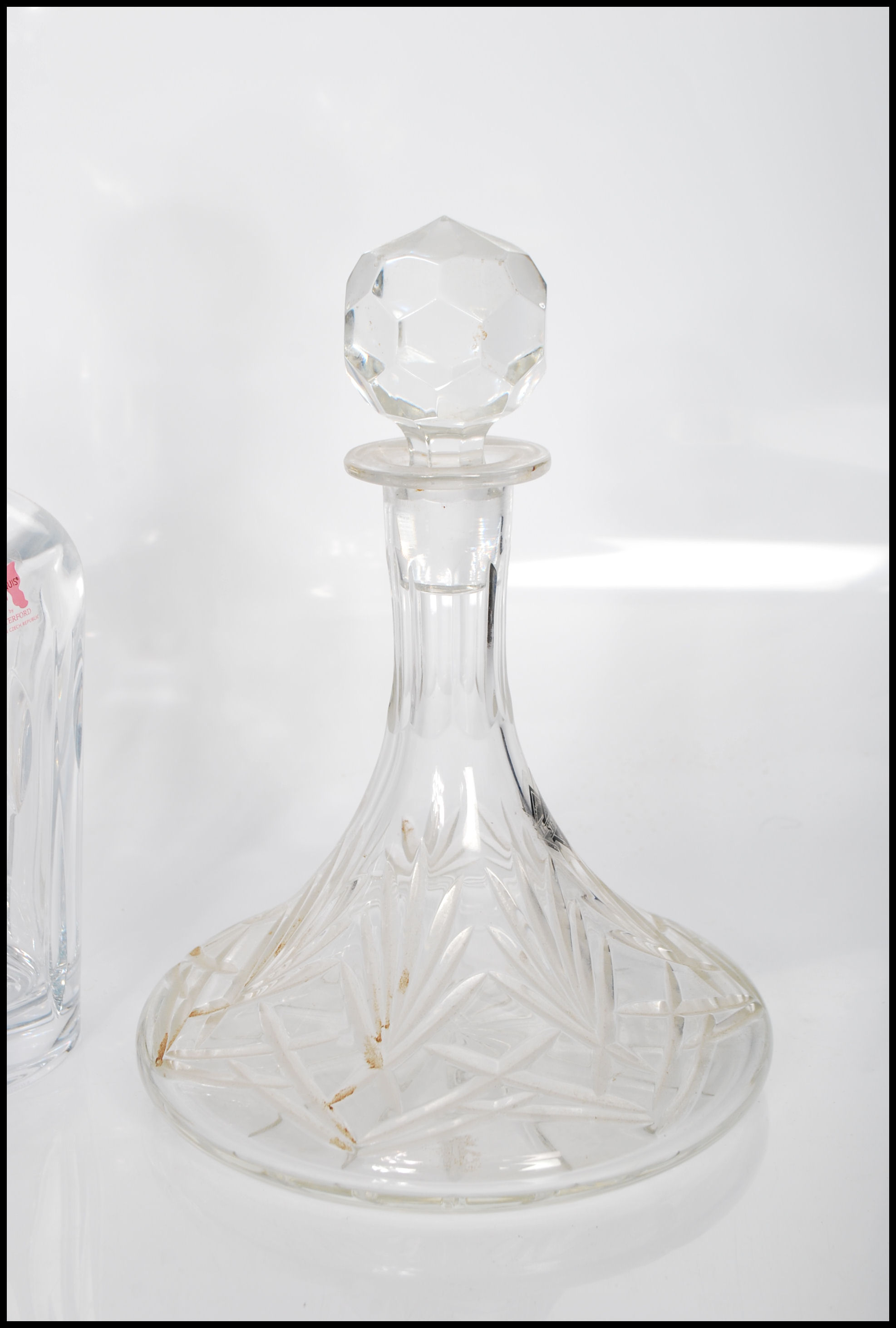 A group of three 20th Century cut glass decanters. - Image 5 of 5