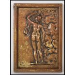 A 20th Century cast bronze wall plaque having an e