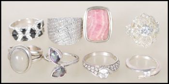 A selection of stamped 925 silver dress rings to i