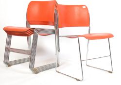 SET OF SIX 40/4 STACKING CHAIRS BY DAVID ROWLAND F