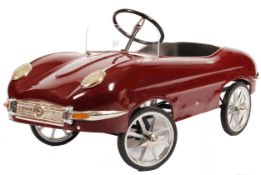 RARE 1960'S SANKO MADE E-TYPE JAGUAR CHILD'S PEDAL CAR IN BURGUNDY