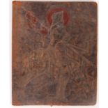 20TH CENTURY TOOLED LEATHER ST GEORGE PICTORIAL WRITING FOLIO