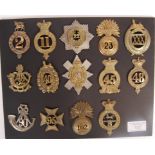 COLLECTION OF ANTIQUE GLENGARRY MILITARY UNIFORM CAP BADGES