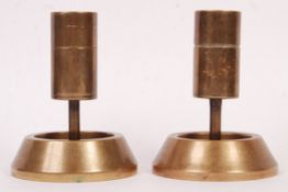 PAIR OF TRENCH ART STYLE BRASS TABLE LIGHTERS