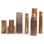 ASSORTED WWII SECOND WORLD WAR AMMUNITION BOMB SHE