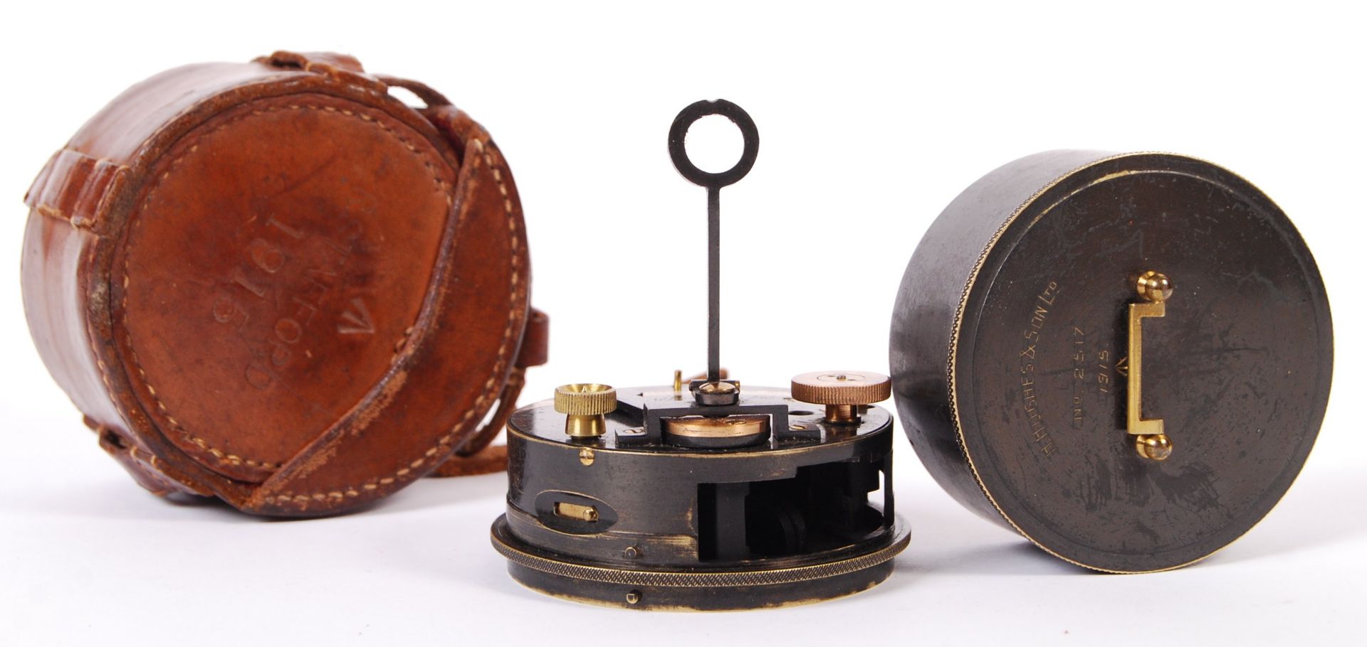 RARE WWI FIRST WORLD WAR HUGHES & SONS NAMED POCKET SEXTANT