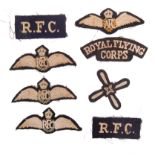 COLLECTION OF RARE WWI FIRST WORLD WAR ROYAL FLYING CORPS PATCHES