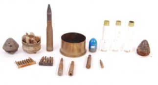 COLLECTION OF ASSORTED INERT MUNITIONS, SHELLS ETC