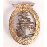 WWII SECOND WORLD WAR GERMAN NAZI HIGH SEAS FLEET AWARD BADGE