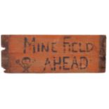 RARE WWII D-DAY MINE FIELD BRITISH ARMY MAKESHIFT WARNING SIGN
