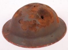 WWII SECOND WORLD WAR ' TOMMY ' BRODIE HELMET WITH DAMAGE - DUNKIRK